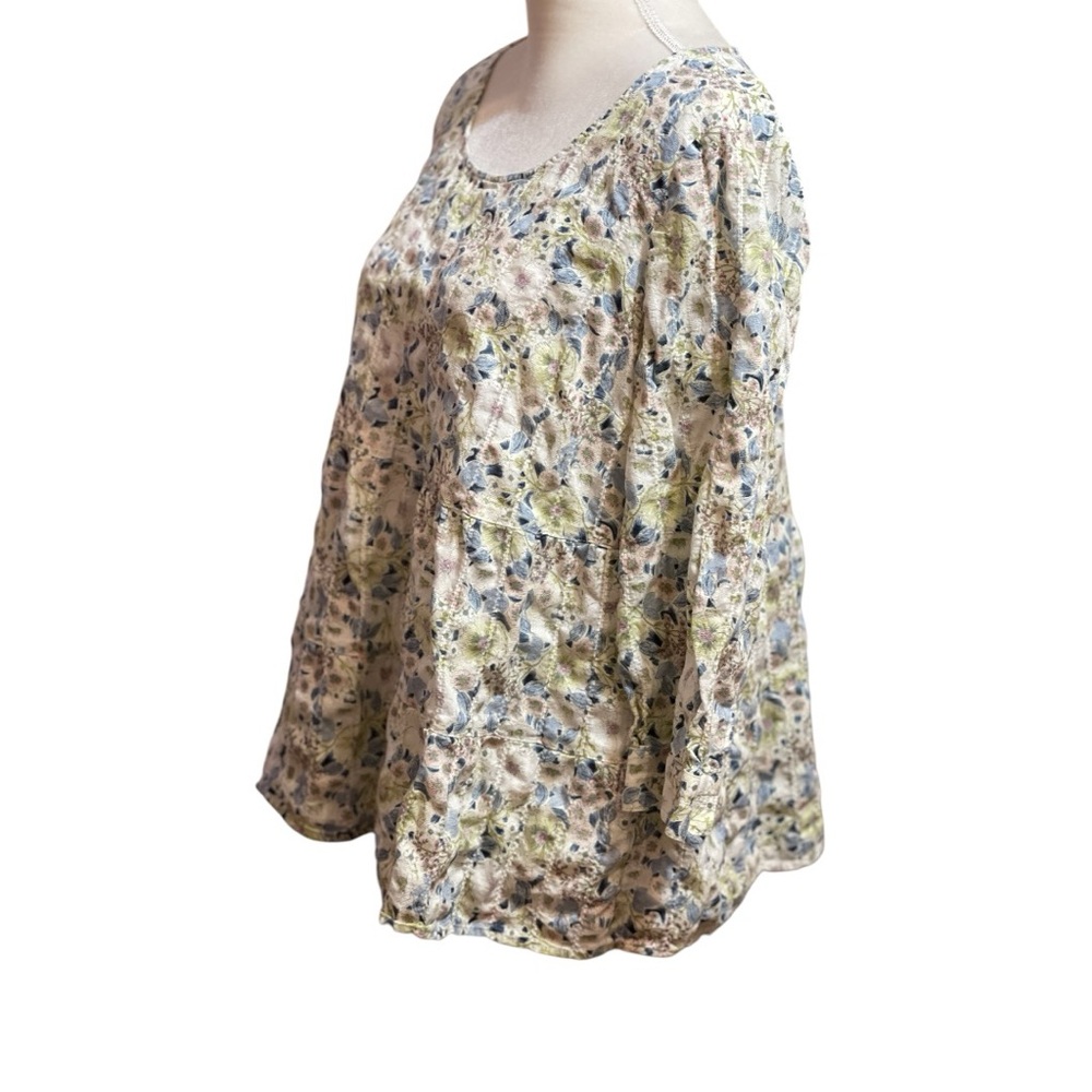 J. Jill Womens Floral Blouse Tiered Textured Size Medium Spring Peasant Fairy - Picture 2 of 12